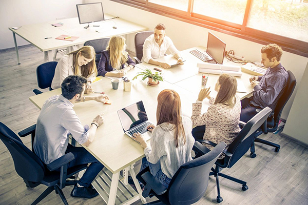 group of professionals sitting at conference table